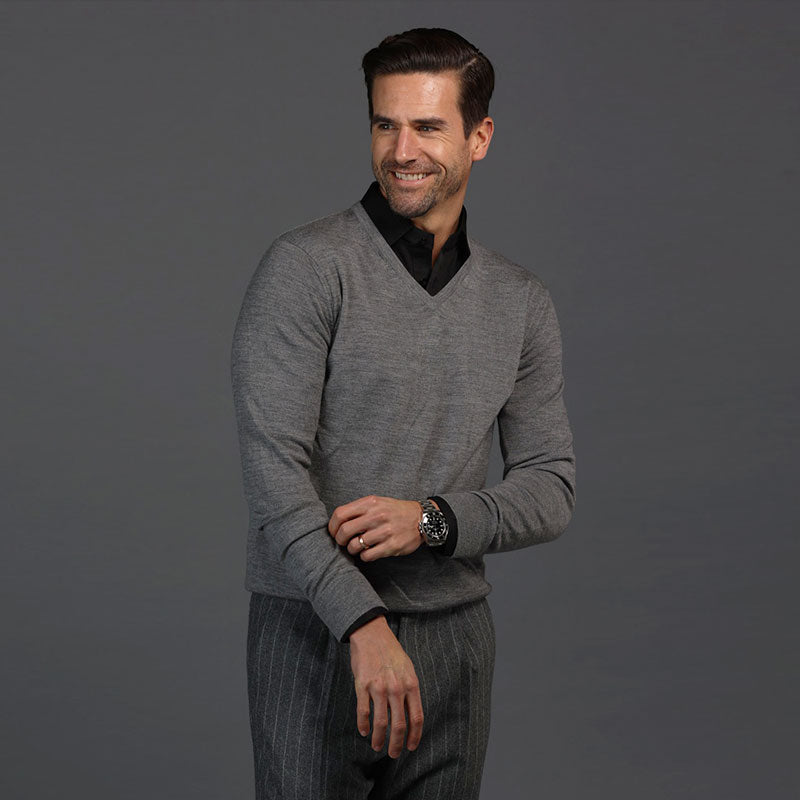 Semi-Spread Collar Polo Long Sleeve Black