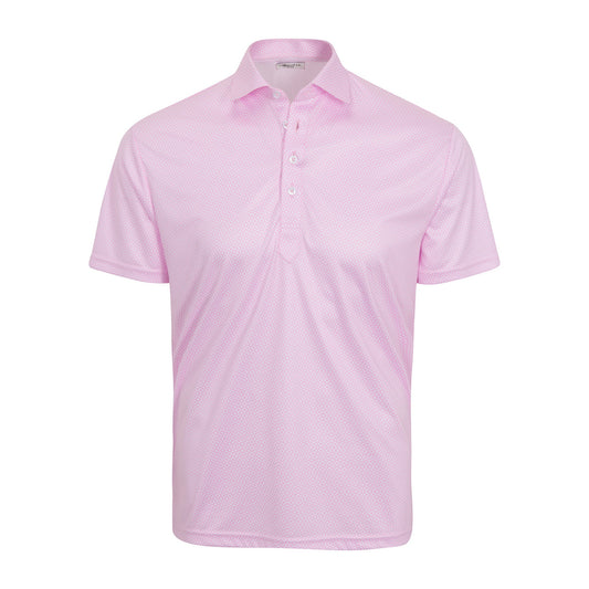 Semi-Spread Collar Polo Crest Point Pink and White