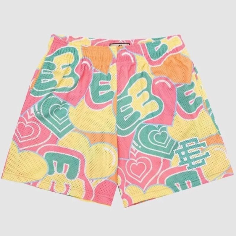 EE print shorts logo sweatpants mesh drawstring American shorts