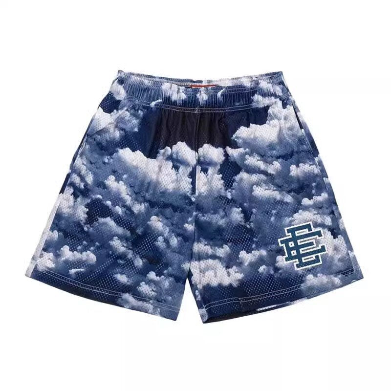 EE print shorts logo sweatpants mesh drawstring American shorts