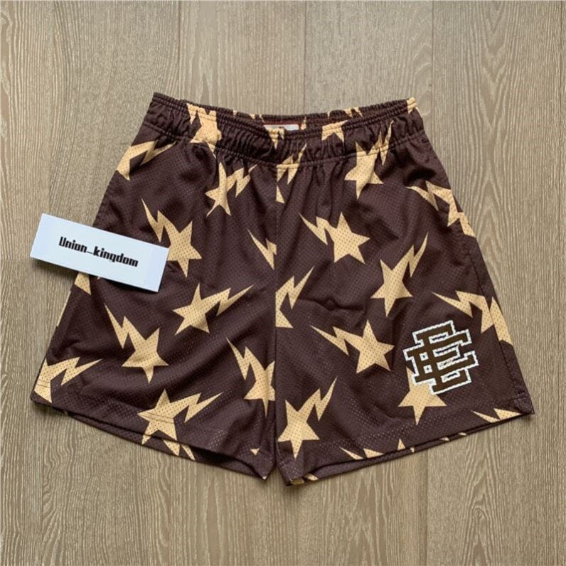 EE print shorts logo sweatpants mesh drawstring American shorts