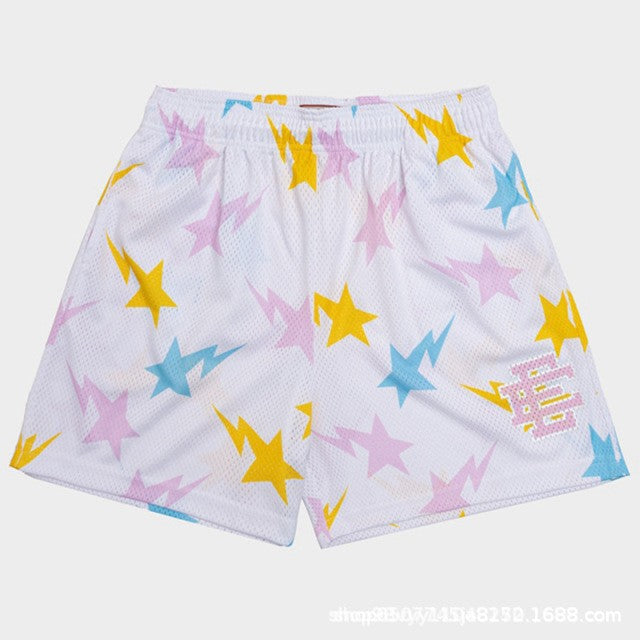 Cross-border exclusive for European code new sports mesh cloth shorts 3D digital printing trend beach pants male manufacturer wholesale