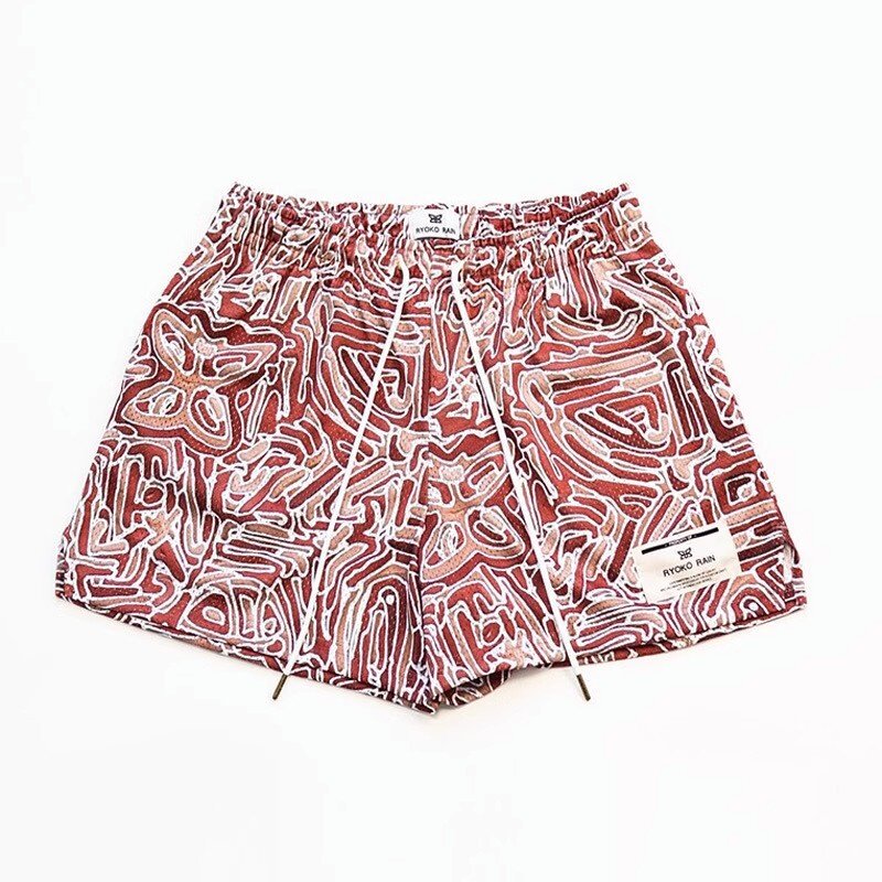 EE print shorts logo sweatpants mesh drawstring American shorts