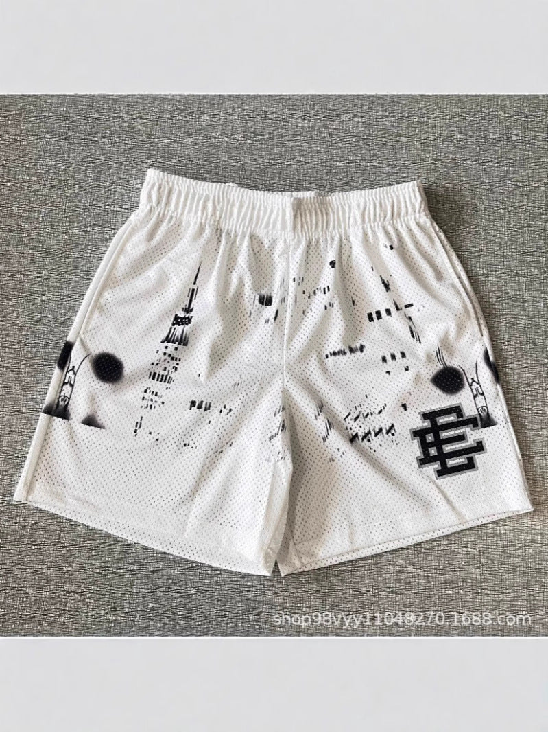 Cross-border exclusive for European code new sports mesh cloth shorts 3D digital printing trend beach pants male manufacturer wholesale