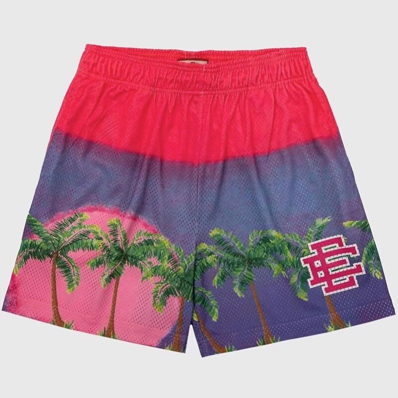 EE print shorts logo sweatpants mesh drawstring American shorts