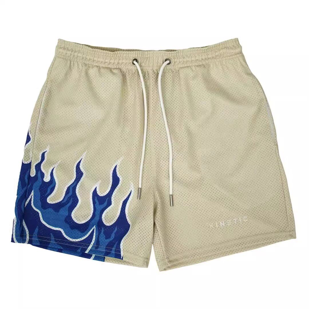 New EE American casual fitness shorts muscular men sports quarter pants mesh breathable style European and American stars with the same style