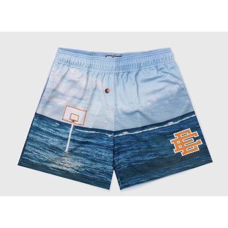 EE print shorts logo sweatpants mesh drawstring American shorts