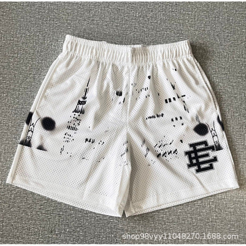 Cross-border exclusive for European code new sports mesh cloth shorts 3D digital printing trend beach pants male manufacturer wholesale