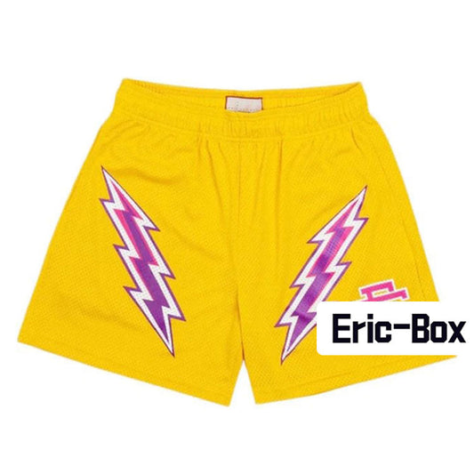 Yellow Lightning Mesh Shorts